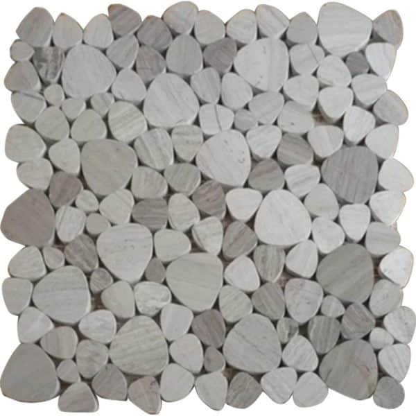 RundMosaikmatte Naturstein Marble Grau Gestreift Flach 30