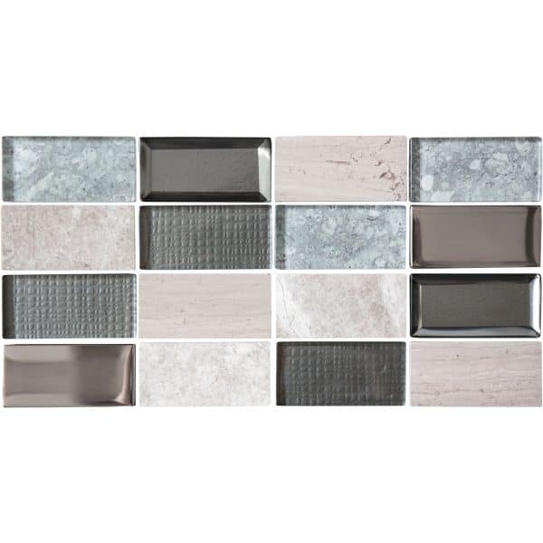 Vabene Mosaikfliese Pronto Uno Grey 15 cm x 30 cm