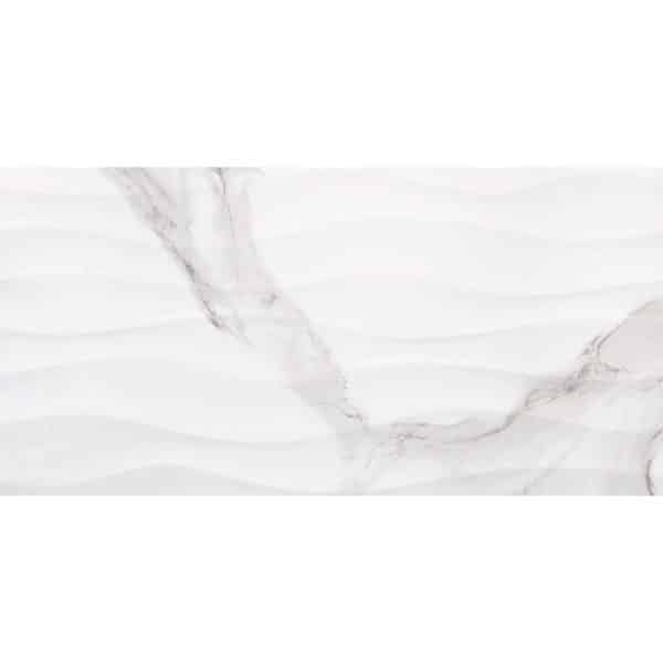 Wandfliese Calacatta Wave Feinsteinzeug Weiß-Grau Glasiert 30 x 60 x 1 cm