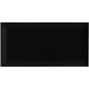 Wandfliese Facette Metro Schwarz glänzend glasiert 10 cm x 20 cm