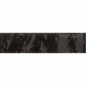 Wandfliese Lotis Steingut Schwarz Glasiert Glänzend 6 cm x 24 cm