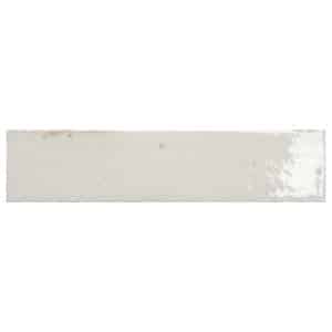 Wandfliese Lotis Steingut Weiß Glasiert Glänzend 6 cm x 24 cm
