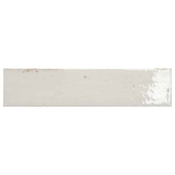 Wandfliese Lotis Steingut Weiß Glasiert Glänzend 6 cm x 24 cm